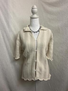 YITAI Hand Crochet Button Up Shirt Cotton Unisex Oversize Small Crocheted Square